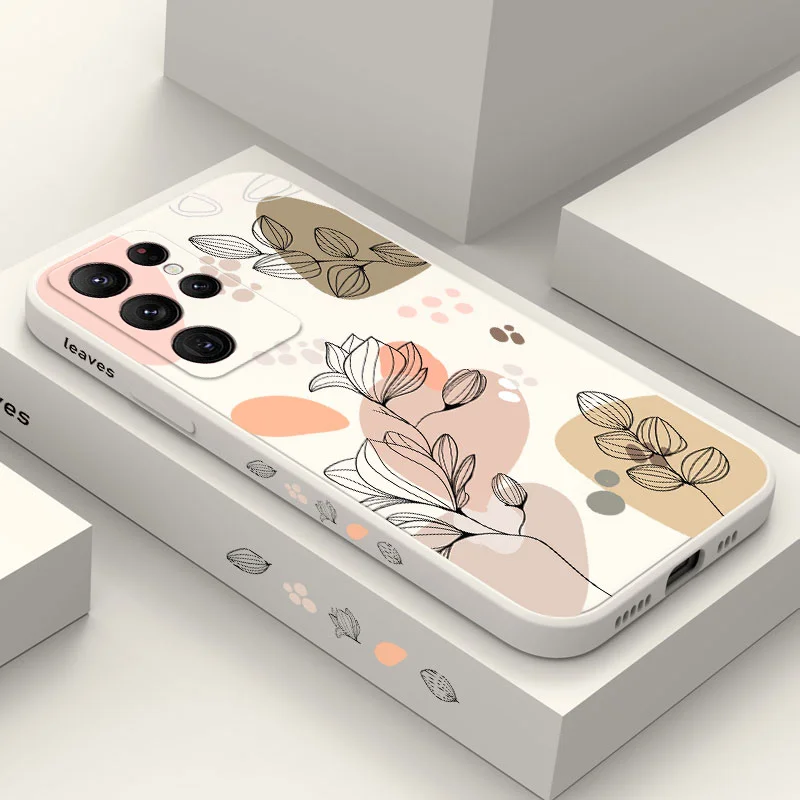 Funda de teléfono con planta abstracta para Samsung Galaxy S23 Ultra S22 Plus S21 S20 FE Note 20 A32 A52 A72 A13 A23 A33 A53 A73 5G, funda suave