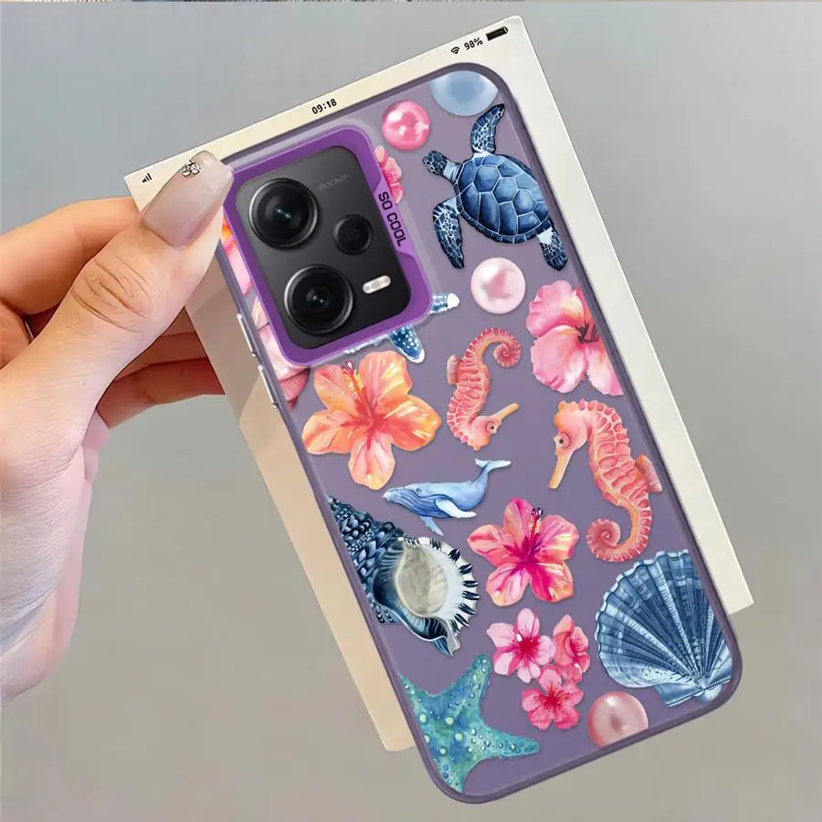 Funda para Xiaomi Redmi 9T A1 A2 Plus 9C A5 K60 12C 13C 14C 10C funda trasera para teléfono con estampado de dibujos animados patrón de estrella de mar - imagen 4
