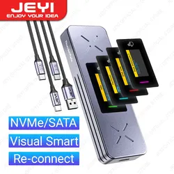 JEYI Visual Smart Caja Externa M.2 USB 3.2 Gen 2 para NVMe SATA