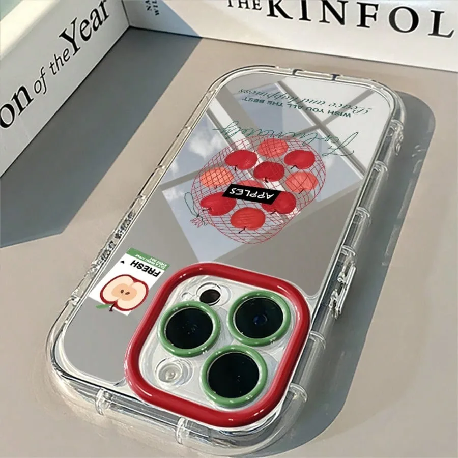 APPLES-funda de teléfono con espejo de la suerte para iPhone 17AIR 11 12 13 14 15 16 17Pro Max Plus, anillo de lente anticaída, funda rígida de 1,5mm - imagen 3