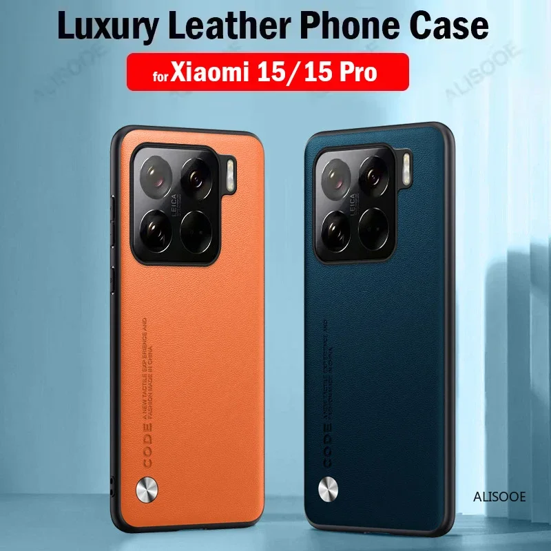 Funda a prueba de golpes para Xiaomi 15 Pro 15 Ultra, Funda trasera de protección de cuero PU con textura de fibra de lujo, Capa para Xiaomi 15 - imagen 4
