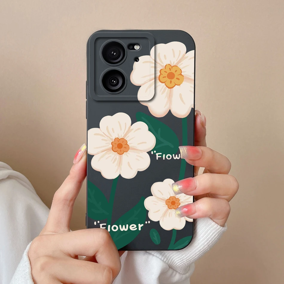 Funda para Xiaomi 13T Pro, funda de teléfono con flores pintadas de caramelo para Xiaomi 13 T 13TPro, funda de parachoques de silicona líquida suave a prueba de golpes - imagen 5