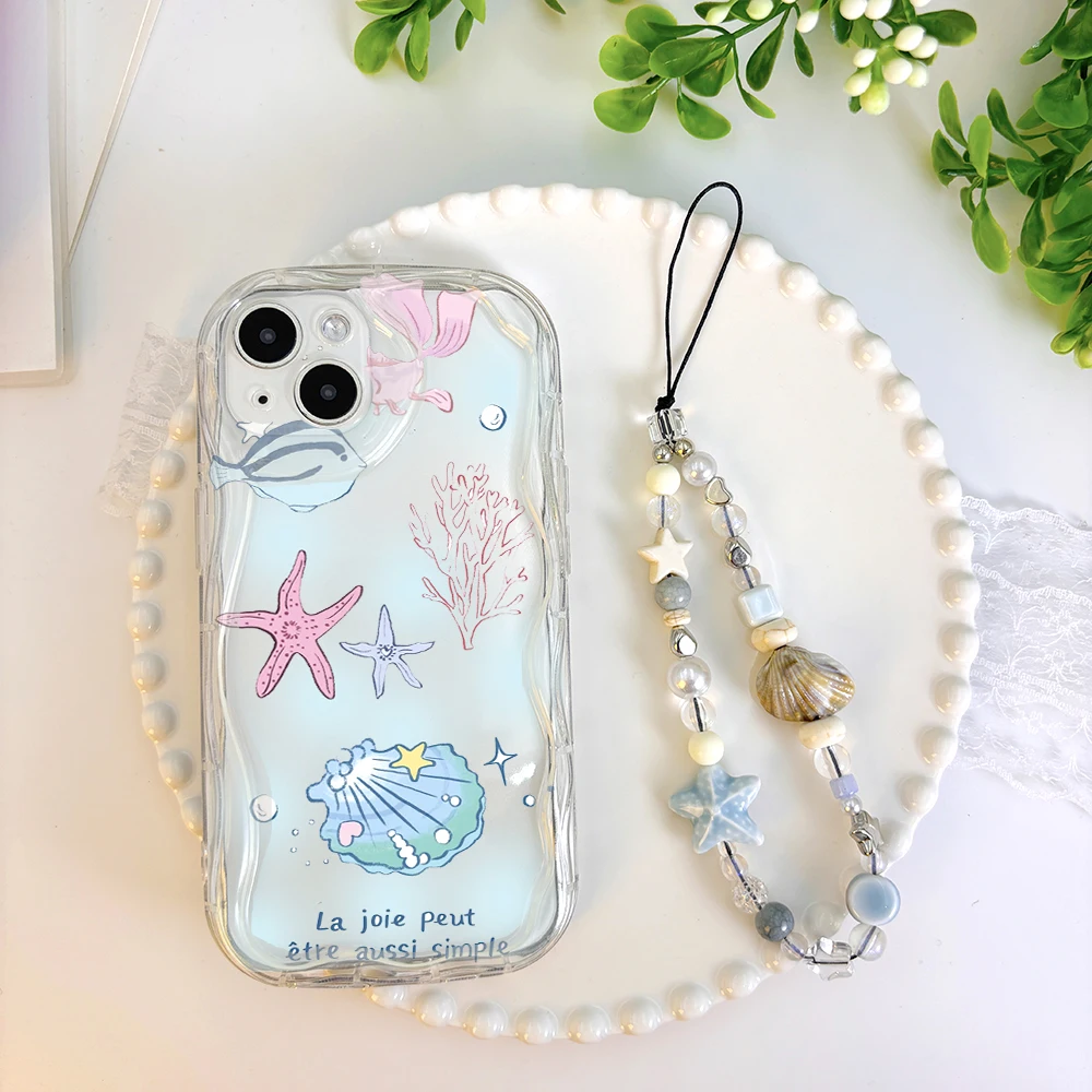 Funda de lujo con diseño de tortuga y medusas y estrellas de mar para POCO M7 X7 X6 F6 M6 X5 M4 X3 Pro M5S C75 4G 5G, fundas para teléfono con cadena de dibujos animados - imagen 5