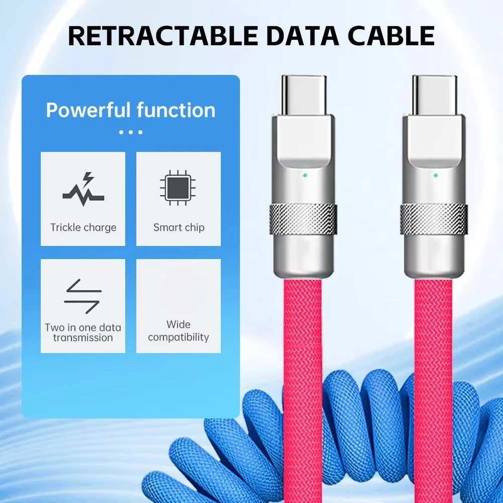 1,8 M PD 60W resorte de carga rápida USB C a Cable tipo C para 15 Pro Max Samsung Xiaomi Huawei cargador de teléfono Cables tipo C - imagen 4