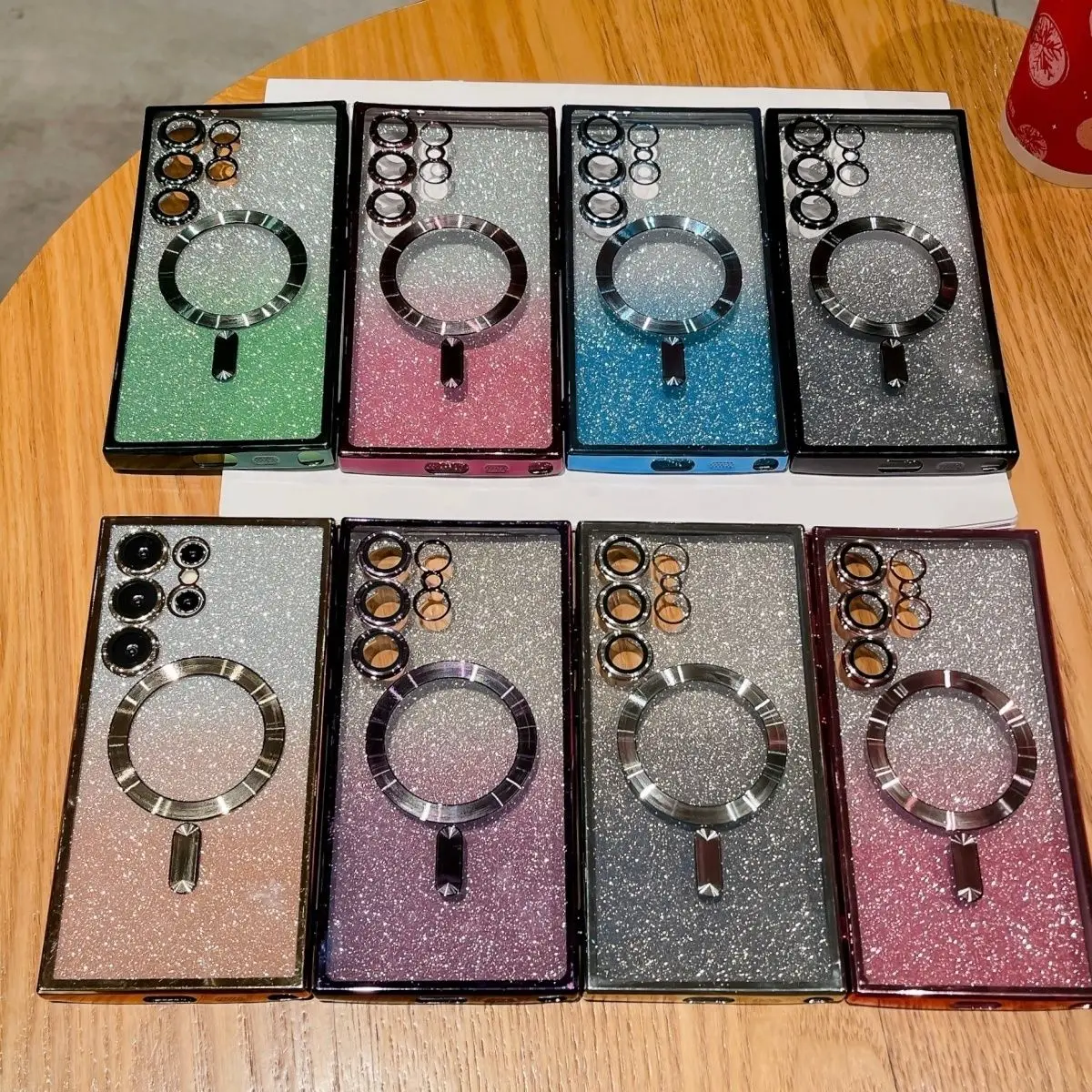 Funda magnética con purpurina chapada de lujo para Samsung Galaxy S21 FE S22 S23 S24 Ultra, funda de carga inalámbrica - imagen 4