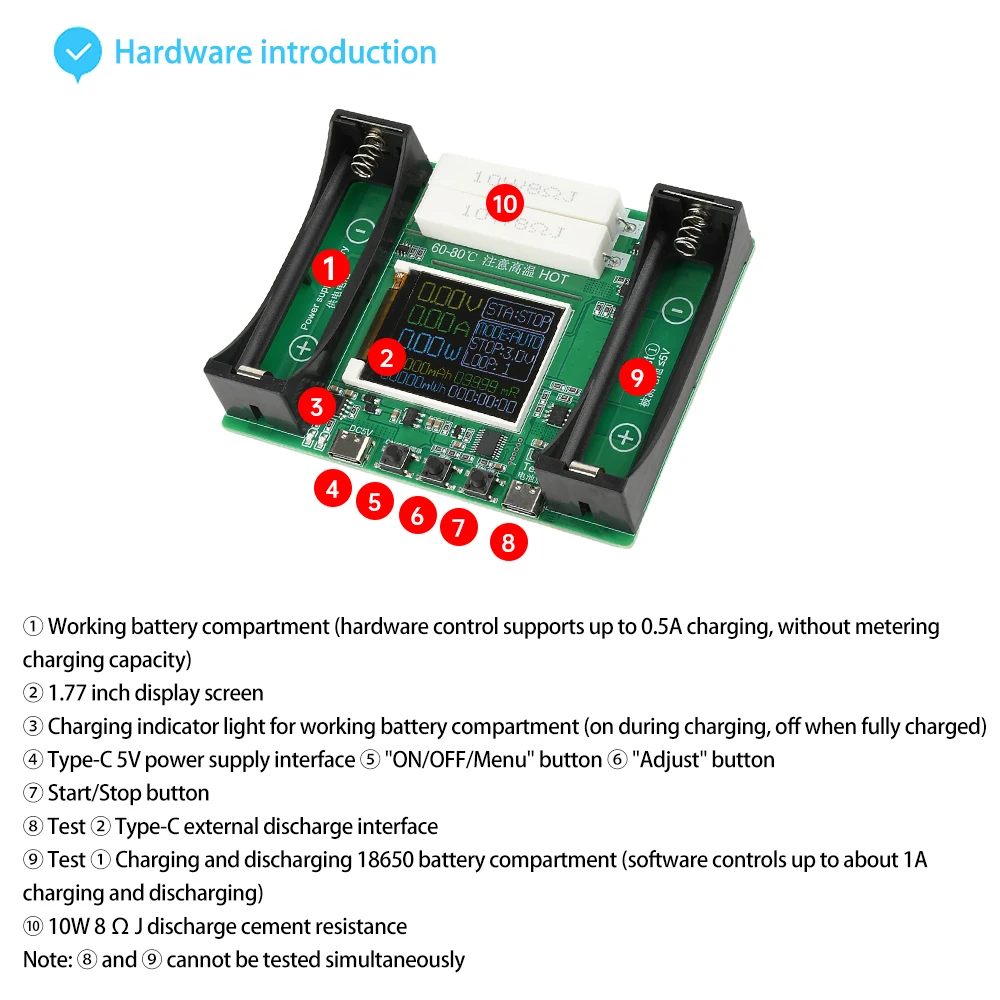 Módulo probador de capacidad de batería de litio 18650, MAh MWh, módulo Detector de energía de batería Digital, probador de batería 18650 - imagen 2