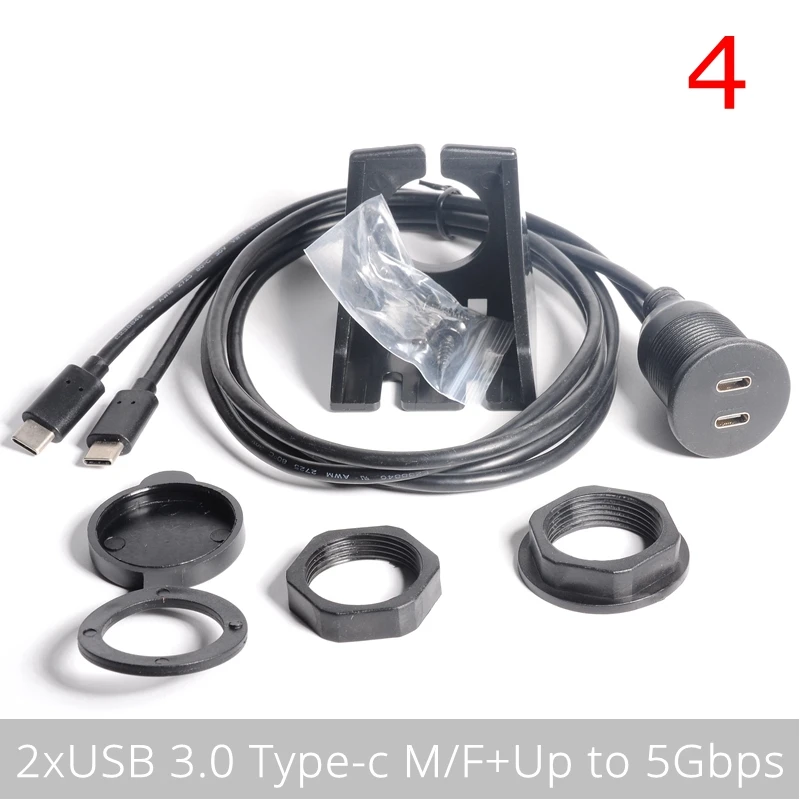 Cable de extensión a prueba de agua IP67 de 1M USB-C, Cable de doble puerto tipo c, USB 3,1, 3,0, 2,0, IP 67, macho a hembra, montaje en Panel - imagen 3