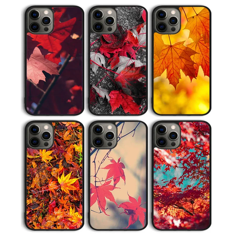 Funda trasera de teléfono de arce con hojas caídas de otoño para iPhone 17 Air 16 15 14 13 11 12 Pro Max Plus