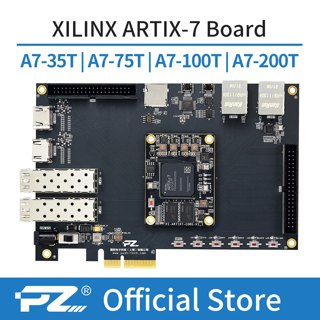 Tarjeta PUZHI 7A035 7A075 7A100 7A200: Xilinx SoC Artix 7 35T 75T 100T 200T FPGA Placa de desarrollo PCIE HDMI