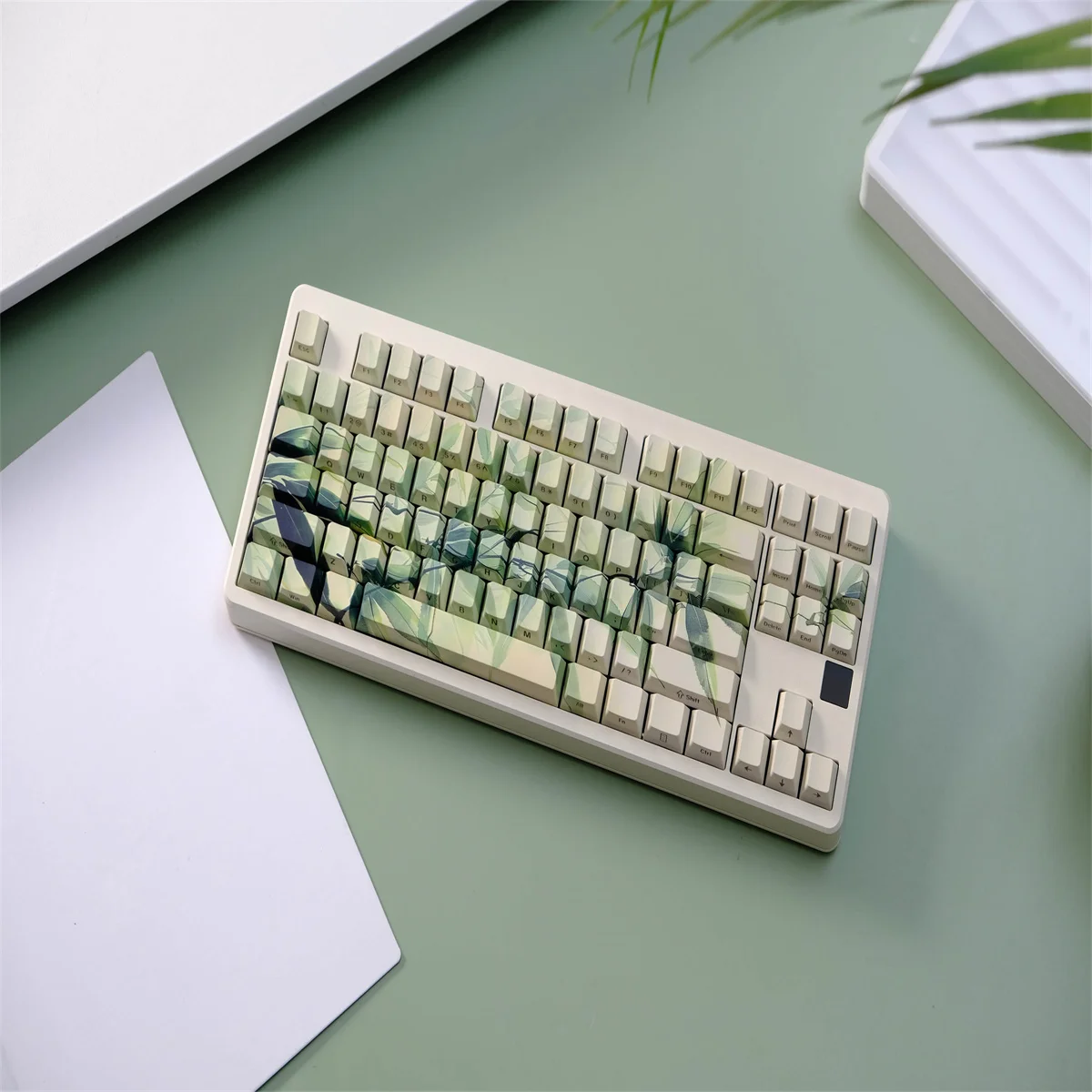 Teclas de transmisión de luz lateral de hojas de bambú, 135 teclas, Material PBT, perfil de cereza, DYE-SUB personalizado para teclado mecánico - imagen 2