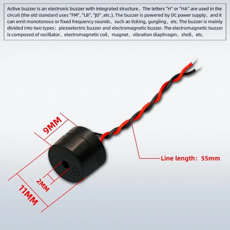30 Uds DC 12V zumbador electrónico DC 5v alarma activo electromagnético piezoeléctrico sonido ABS carcasa 85dB cableado 5,5 MM conector negro - imagen 4