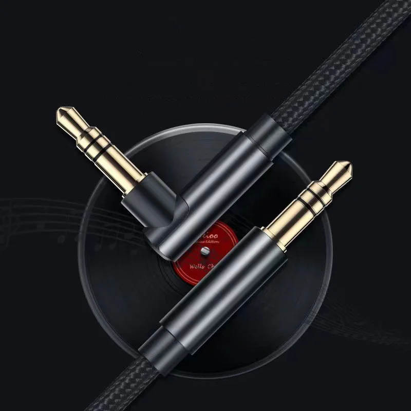 Cable auxiliar de 3,5mm, Conector de Audio de 90 grados, ángulo recto de 3,5, para auriculares de coche, Beats Xiaomi, altavoz MP4