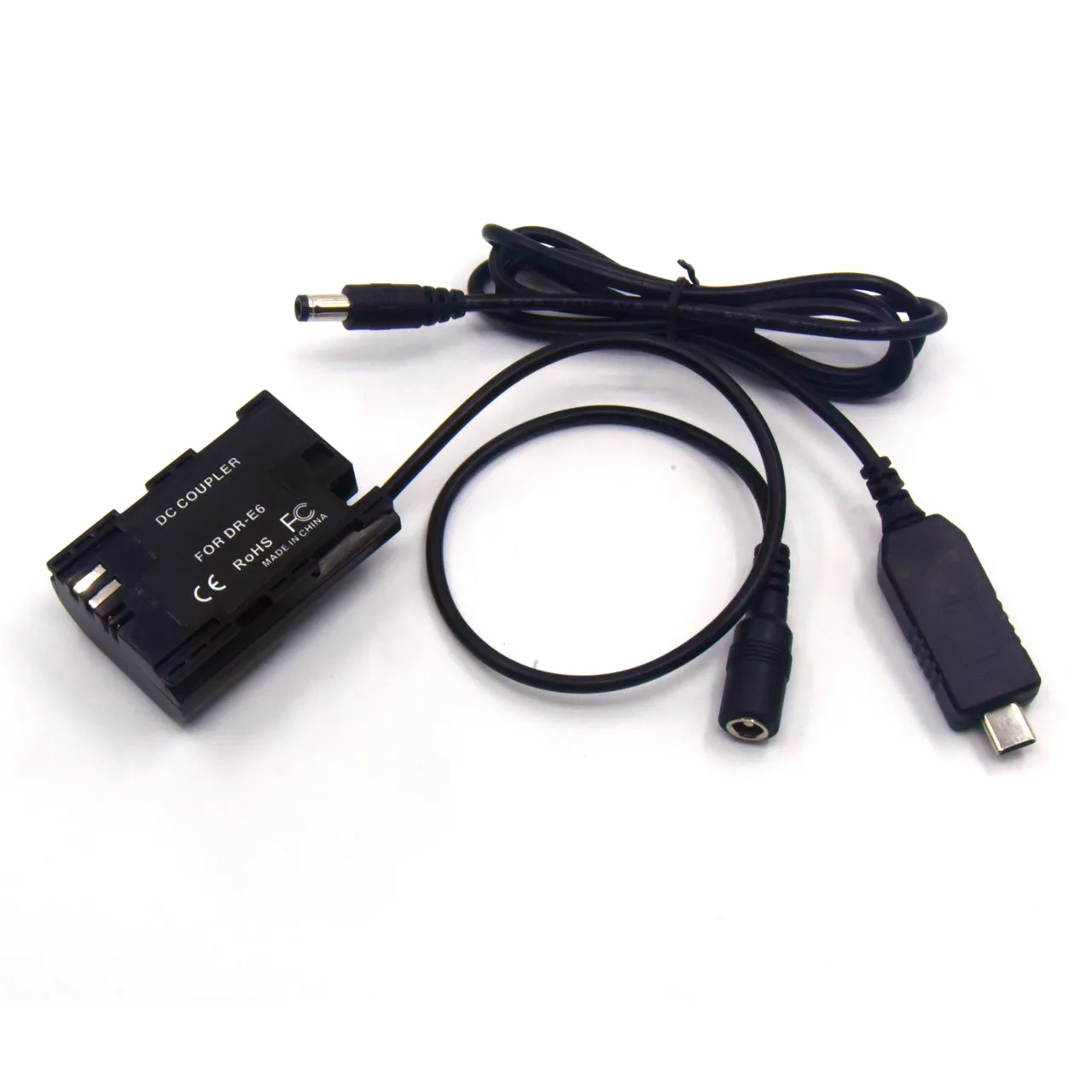 Adaptador de batería falsa DR-E6 LP-E6 + Cable USB C PD 8V para Canon EOS 5DS 5D Mark IV III II 6D 80D 70D 60Da 90D luz Led - imagen 3