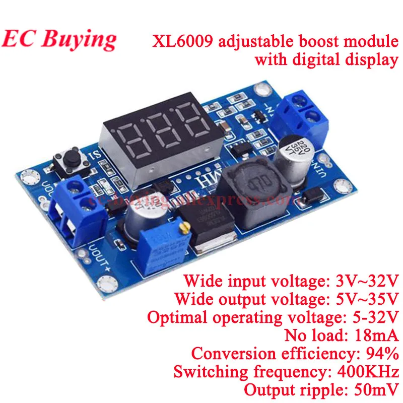 Convertidor de refuerzo XL6009 4A, elevador ajustable, 20W, 15W, 5-32V a 5-50V, módulo de fuente de alimentación de DC-DC, alto rendimiento, baja ondulación LM2577 - imagen 5