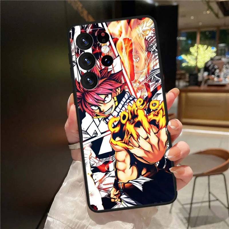 Funda de Anime Fairy Tail para Samsung Galaxy Note 20 10 9 8 A24 A34 M13 M31 M32 M52 M62 Ultra Lite funda de teléfono negra - imagen 5