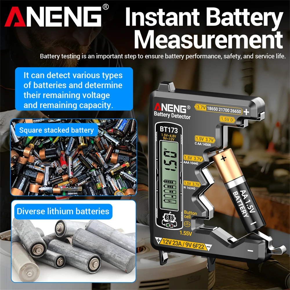 ANENG multímetro Digital inteligente probador de triodo de voltaje automotriz SZ818 + BT173 9V/12V herramientas de detección de pantalla Digital de batería - imagen 2