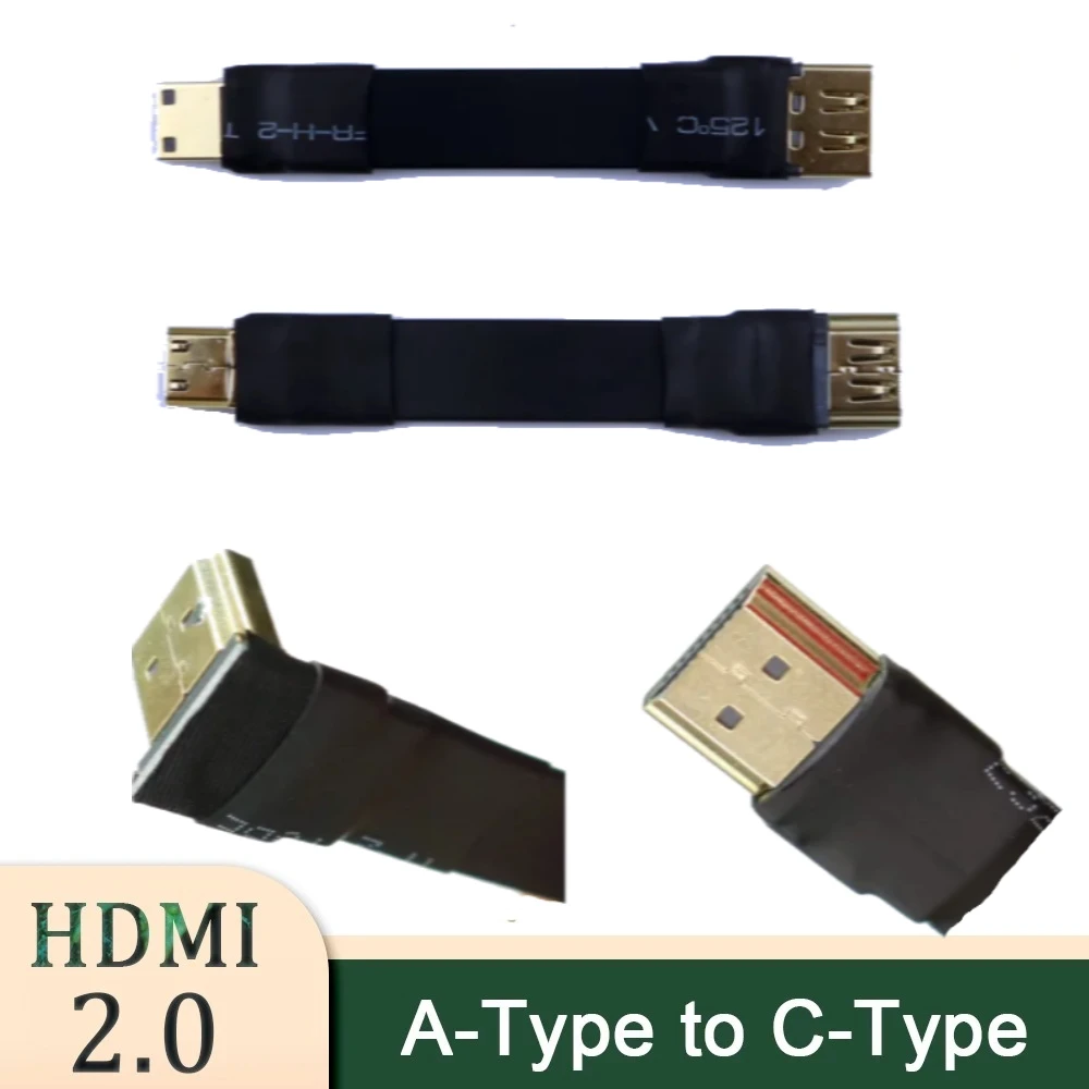 ADT-Link FPV estándar A-C Mini Cable de extensión Compatible con HDMI Mini-HDMI a HDMI V2.0 A tipo a C Cable plano FPC blindado