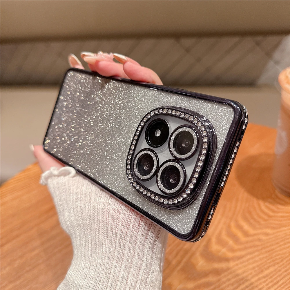 Funda de lujo con purpurina y diamantes de imitación para Xiaomi Remi Note 14 13 Pro Plus 12 11 10 Pro 11S 10S 14C 13C A3, funda de silicona suave - imagen 5