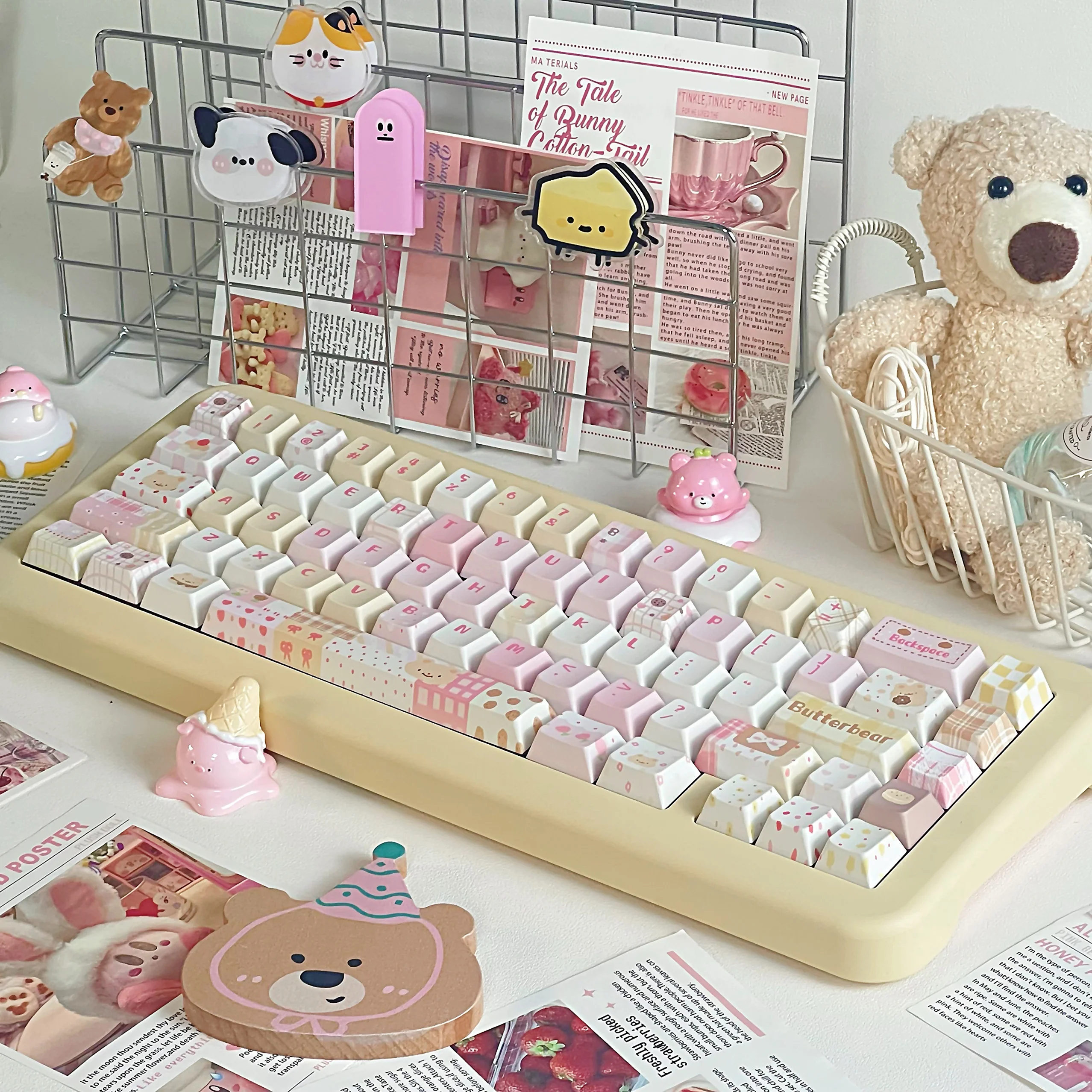 Teclas con temática de oso de mantequilla, juego de teclas SOA, teclas PBT, tapa de teclado personalizada, tapa de tecla de perfil Chreey para teclado mecánico - imagen 5