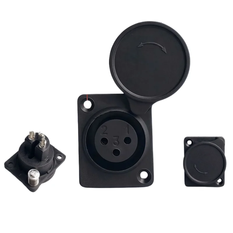 1 Uds XLR 3 pines impermeable hembra chasis Panel montado adaptador de enchufe soldadura para conector de micrófono de alimentación negro - imagen 4