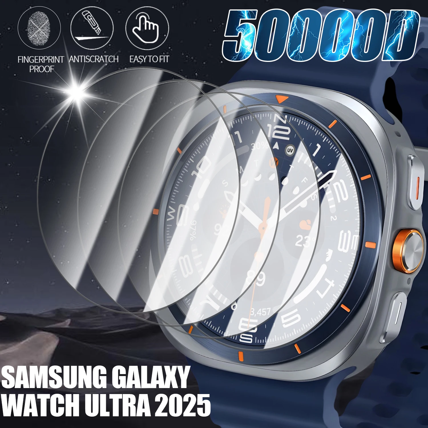 1-5 uds vidrio templado para Samsung Galaxy Watch Ultra 47mm 9H Protector de pantalla Premium fácil de instalar para Galaxy Watch Ultra