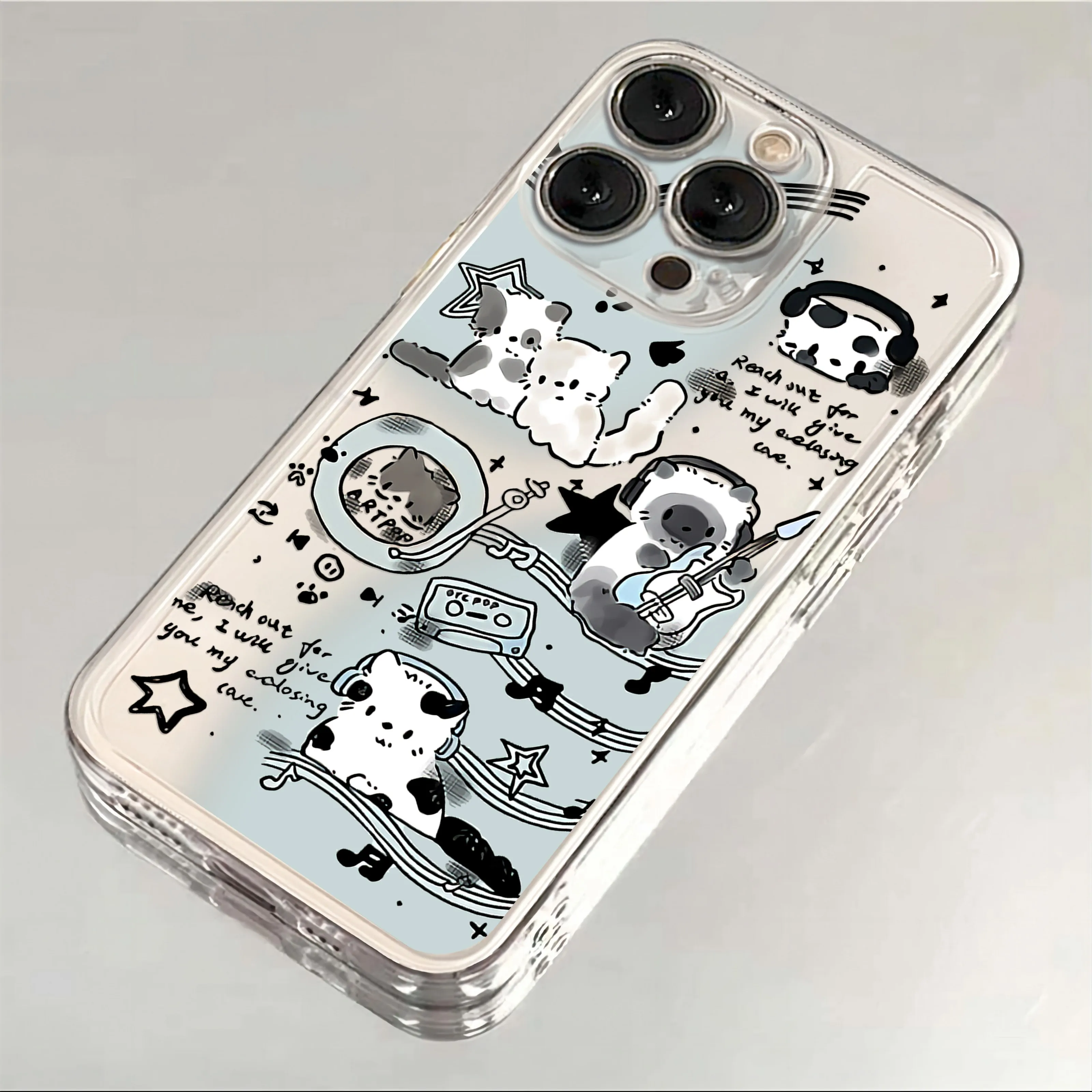 Funda transparente de gato con música y guitarra negra para Samsung A73 A72 A71 A55 A52 A51 A50 A35 A33 A32 A31 A30 A24 A23 A22 A13 A12 A05 5G - imagen 2