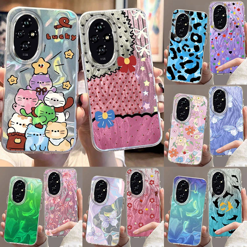 Para Honor 400 Lite 200 Pro 200 Lite 5G cubierta de teléfono dibujos animados gato leopardo estampado patrones moda suave TPU parachoques para Honor 400 Lite - imagen 2