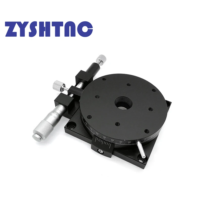 Plataforma de ajuste de ángulo de alta precisión, eje R, 60mm, RS60-L, Manual, 360 grados, micrómetro deslizante giratorio óptico 40/80/90 - imagen 5