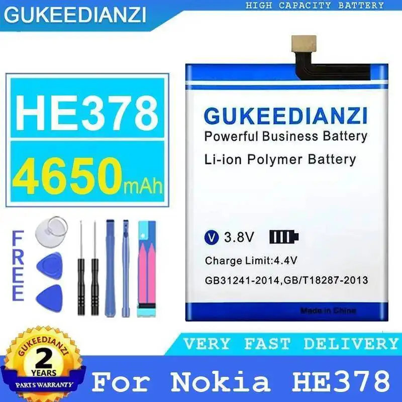 Batería de teléfono móvil duradera para Nokia HE378 4650Mah carga rápida