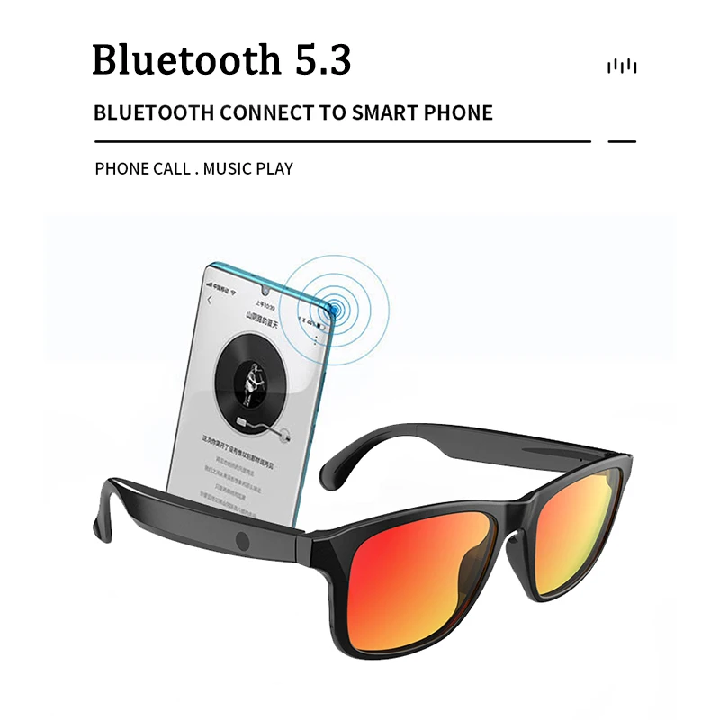 Gafas inteligentes Bluetooth 5,3, auriculares inalámbricos, gafas de sol, auriculares UV400, control táctil, llamadas, música, gafas antiazules - imagen 3
