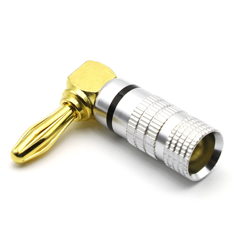 2/4 Uds conector Banana ángulo recto 90 grados 4mm adaptador de altavoz de vídeo chapado en oro conector de Audio conectores Banana - imagen 5