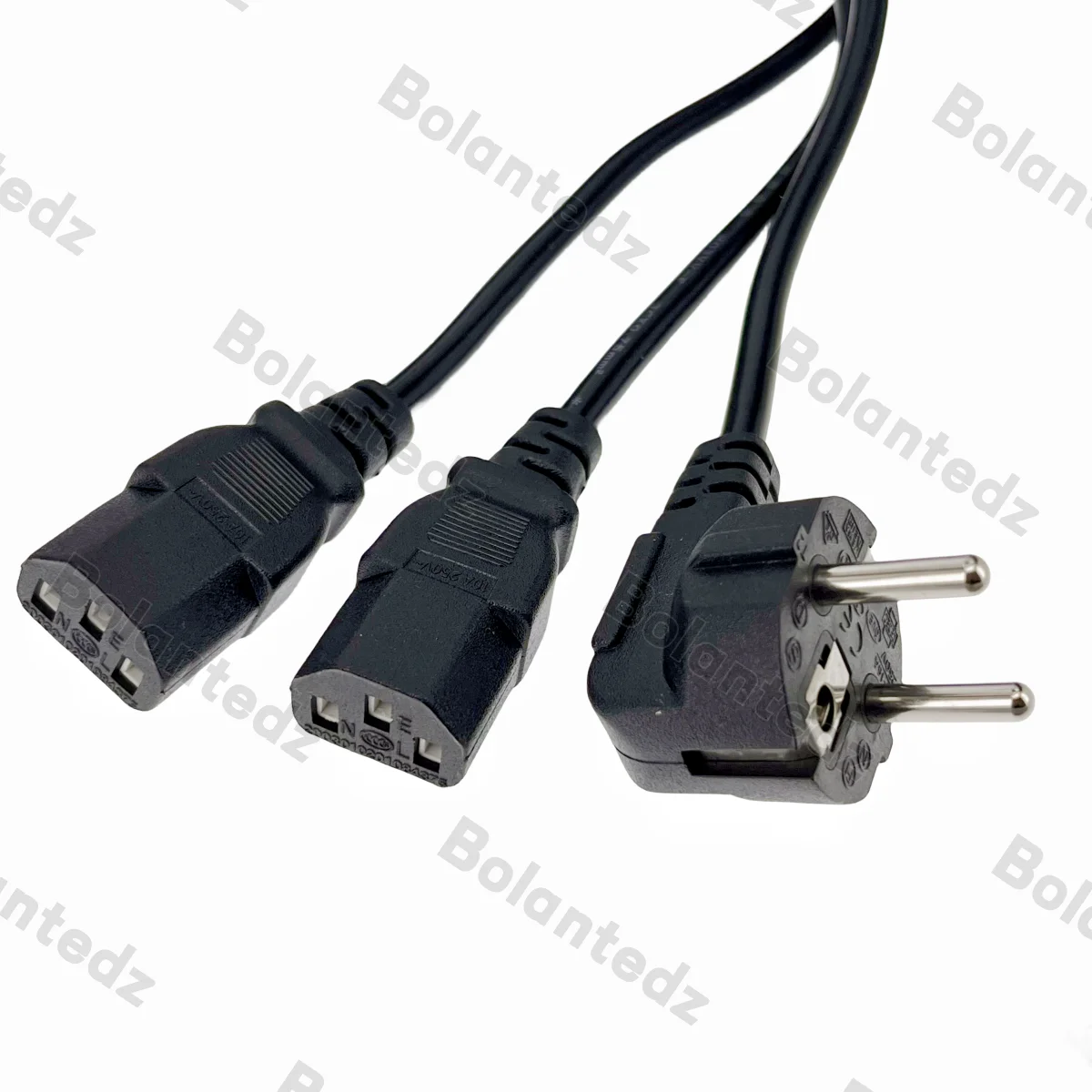 Cable adaptador divisor tipo Y, enchufe macho de 2 clavijas europeo de la UE a doble IEC C13 hembra - imagen 3