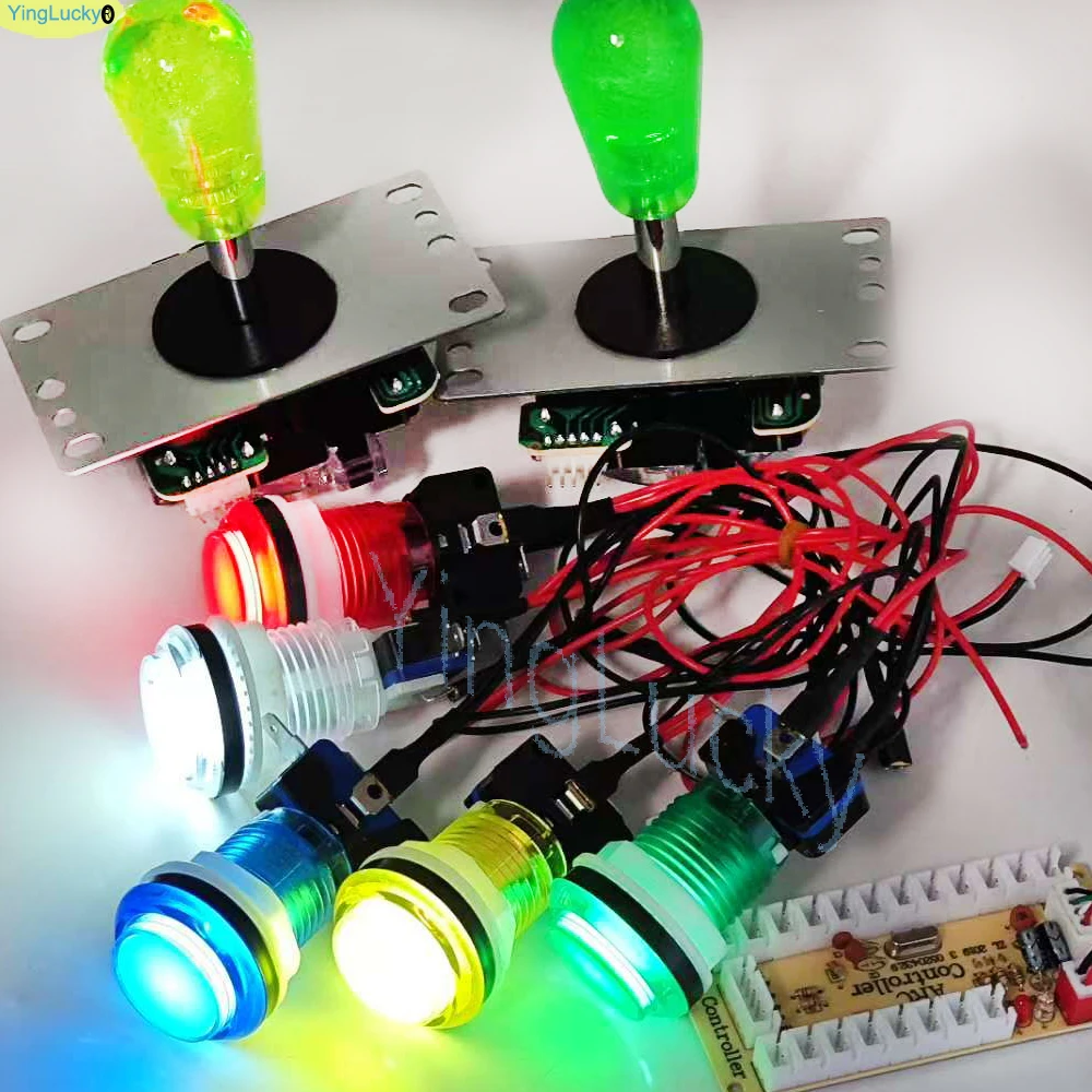 Kit de bricolaje Arcade, copia SANWA, Joystick de 8 vías, botón LED Arcade de 12V para PC Raspberry Pi, controlador de tablero USB de retardo cero, máquina de juego - imagen 3