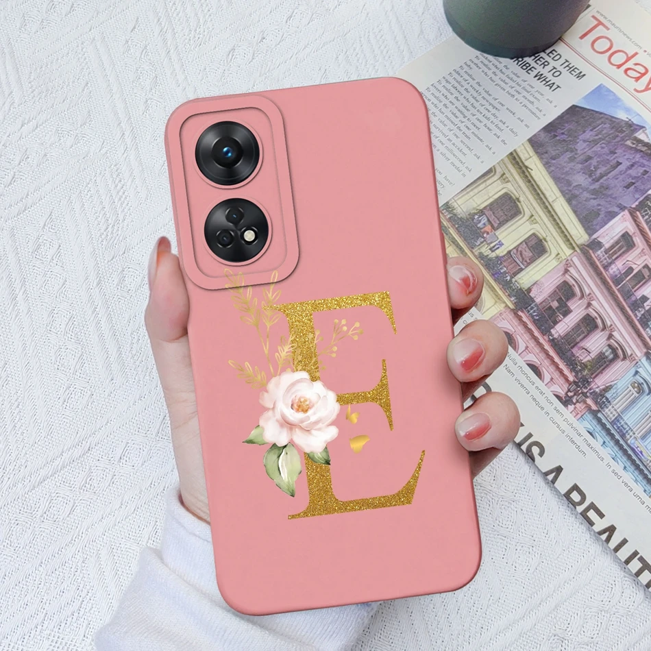 Funda de teléfono para Oppo Reno 8T 8Z, personalizada, 26 letras, silicona líquida, antideslizante, negra, Funda para OPPO Reno8T 8 Z Lite - imagen 3