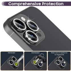Protector de lente para iPhone 11-17 Pro Max con purpurina y diamante