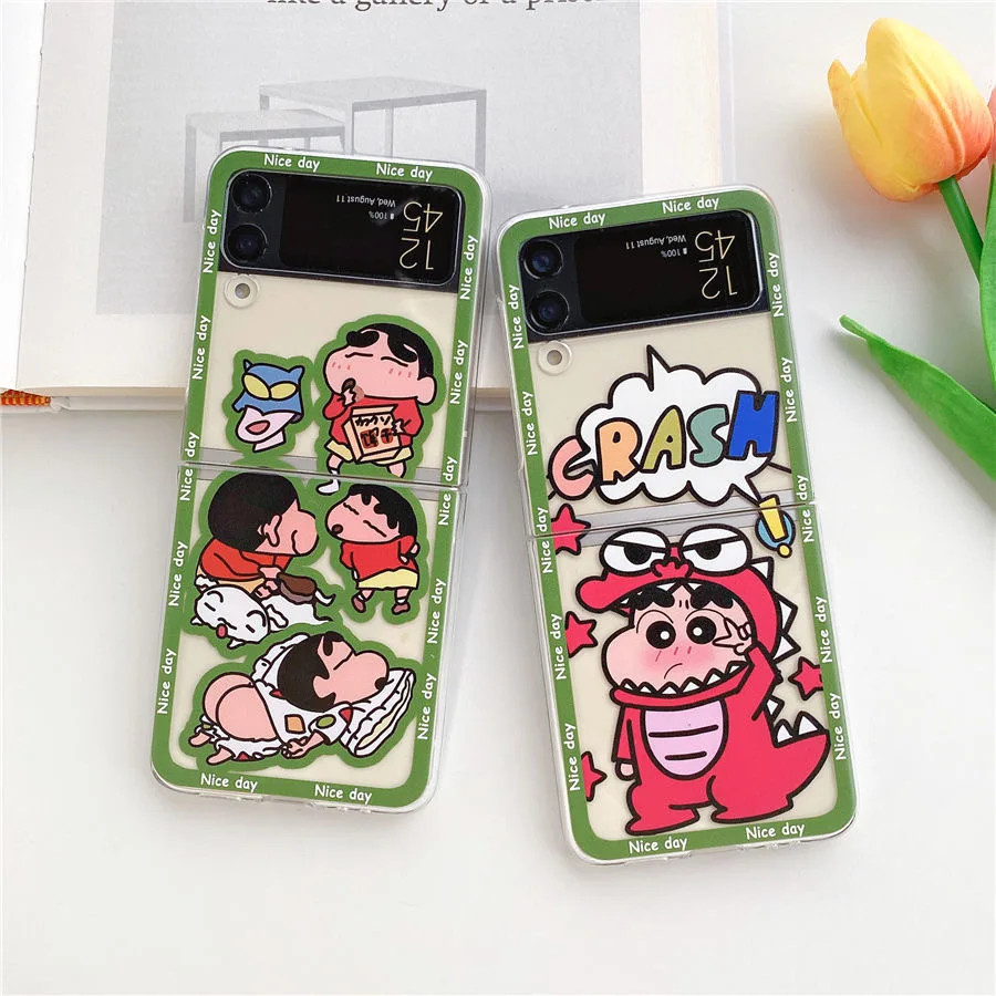 Funda de teléfono bonita de Anime Noharas Shinnosukes para Samsung Galaxy Z Flip 3 4 Z Flip 5 6 Z Fold 4 5G PC funda trasera suave anticaída - imagen 3