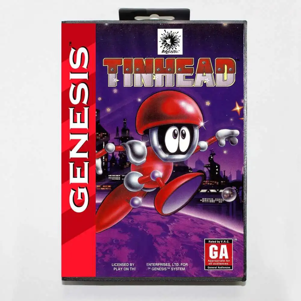 Tarjeta de juego Tinhead MD con caja estadounidense para consola Sega Megadrive Genesis de 16 bits