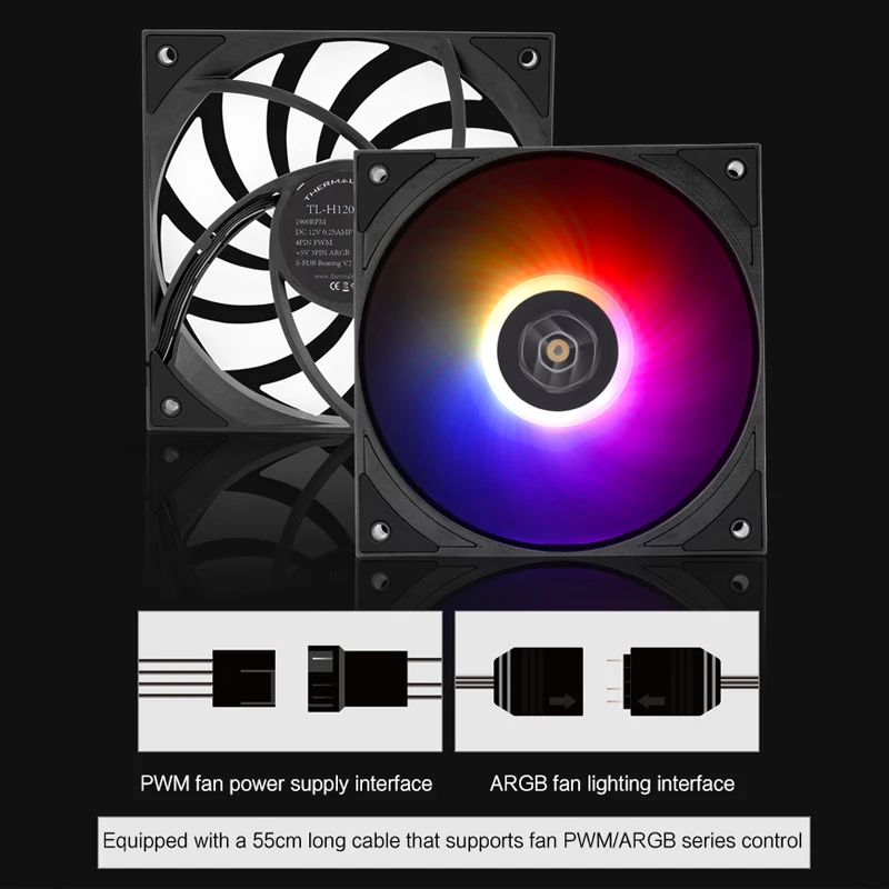 Thermalright TL-H12015, ventilador con estuche ultrafino de 15 mm 12015, 5 V ARGB para gabinete ITX o reemplazo de enfriador de aire de CPU, negro/blanco - imagen 5