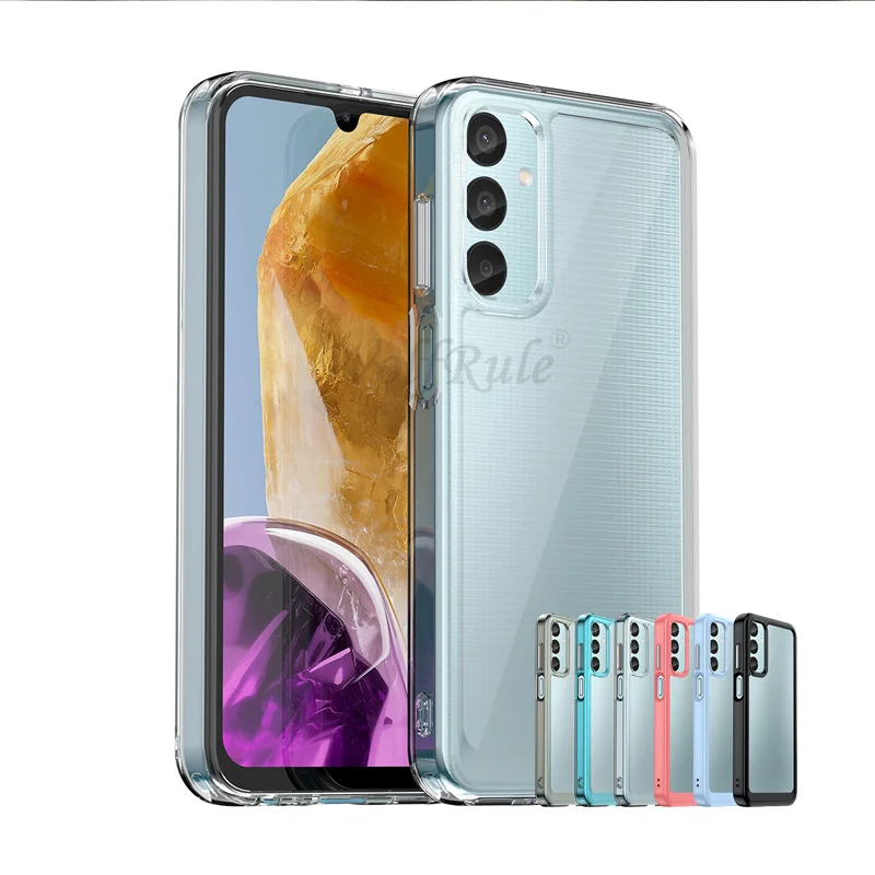 Funda para Samsung Galaxy M55 M 55 5G, carcasa a prueba de golpes, marco de color transparente - imagen 2