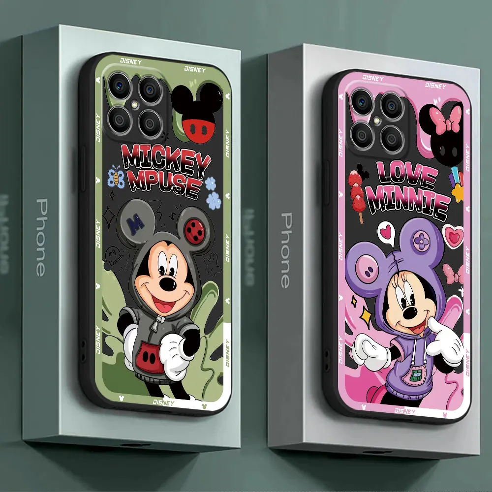 Funda de parachoques suave negra de Mickey Minnie de pareja de Disney para Honor X8 X9a Magic5 Lite 70 X8a 90 Pro X7 X6 X6a 8X Magic5