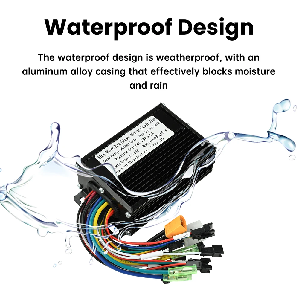 Controlador de Motor sin escobillas de onda sinusoidal 36V 48V 350W-500W 20A adecuado para conectores SM protocolo 2 instrumento LCD bicicleta eléctrica - imagen 4