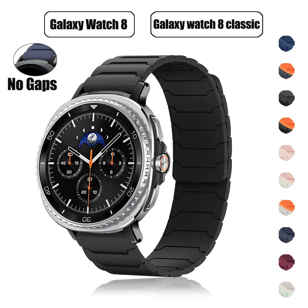 Correa de bucle magnético para Samsung Galaxy Watch 8, Correa deportiva de silicona de 44mm y 40mm para Watch8 Classic de 46mm, Correa de repuesto