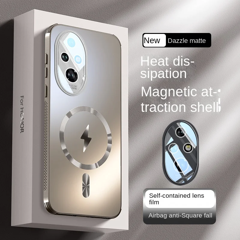 Para Huawei Honor 200 Pro funda dura mate magnética lente de carga inalámbrica funda protectora trasera para Honor 200 100 Pro Shell