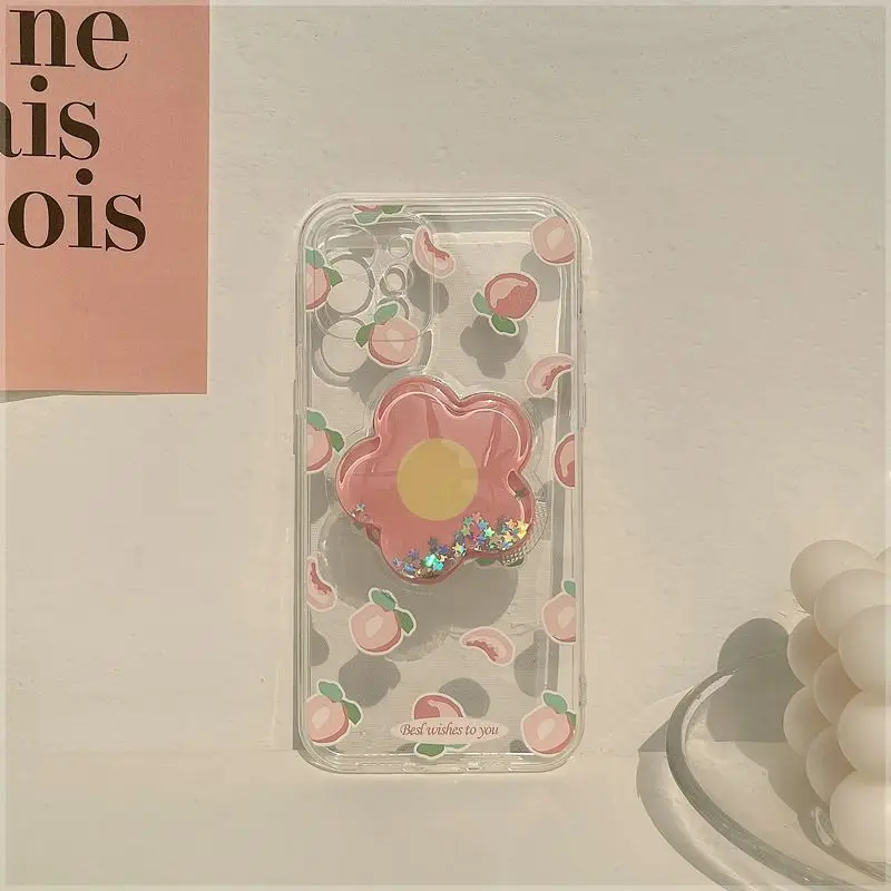 Funda con soporte para teléfono móvil Huawei, carcasa cuadrada de silicona suave con diseño de flores rosas, arena movediza, para Honor X7B, X8B, X9B, Nova 5T, P40 Lite - imagen 5