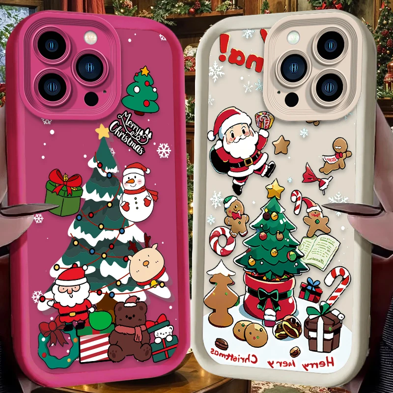 Funda de silicona con dibujos de Papá Noel para iPhone 17 Air 16 16E 15 14 13 12 11 Pro Max X XS X S Max XR SE 2020 SE4 7 8