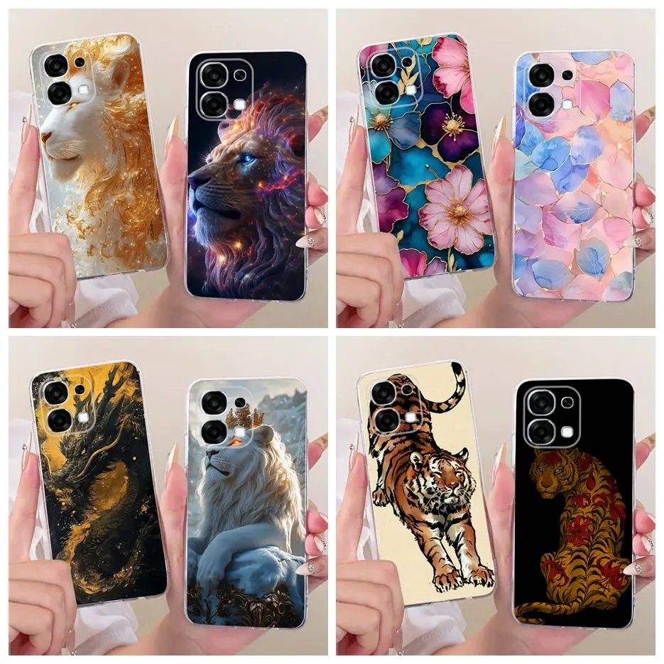 Para Oppo A6 Pro 5G funda CPH2781 lindo León Tigre dragón funda pintada de lujo funda de teléfono suave y delgada para Oppo A6 Pro A6Pro 4G Fundas