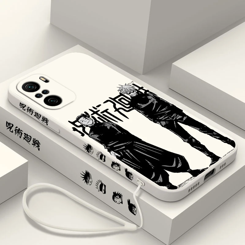Jujutsu Kaisen Gojo Suguru para Xiaomi Redmi Note 13 12 12Pro 11 11S 11T 10S 10 Pro Plus 5G funda de teléfono con cuerda izquierda líquida - imagen 5