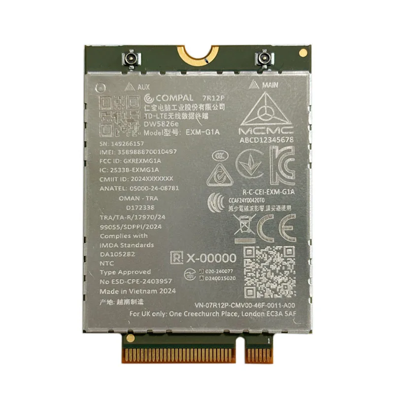 EXM-G1A DW5826e LTE FDD 4G Módulo Cat12 600Mbps M.2 4G Tarjeta para computadora portátil - imagen 4