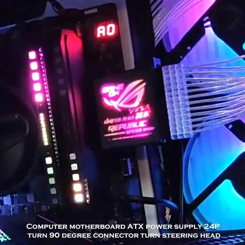 Fuente de alimentación de ordenador 24 pines ATX 90 ° Adaptador en ángulo RGB, pieza MOD de gestión de cables, múltiples logotipos disponibles - imagen 5