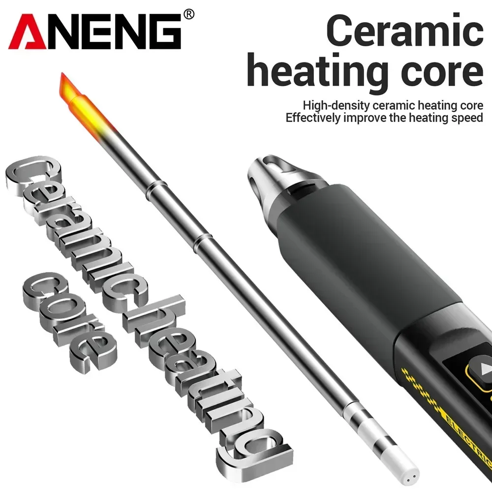 Mini Soldering Iron Set Kit 96W Adjustable Temperature Heater LCD Solder Welding Rework Station Heat Pen Tips Repairing Tools - imagen 3